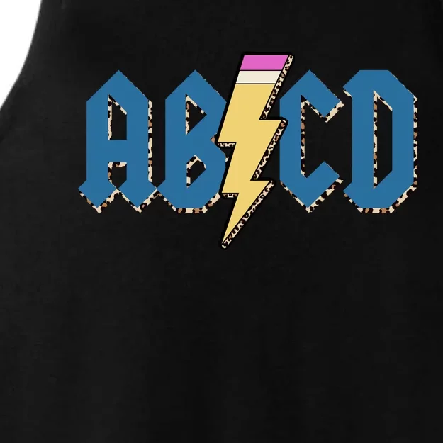 ABCD Pencil Lightning Rockn Roll Teacher Back To School Ladies Tri-Blend Wicking Tank