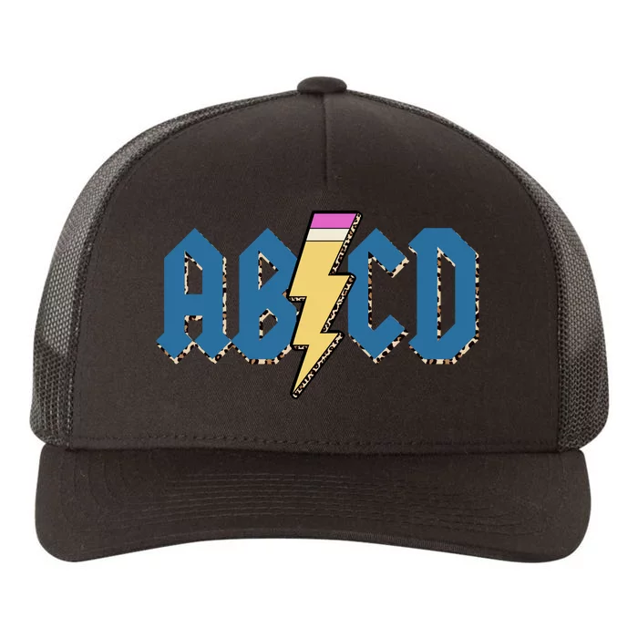 ABCD Pencil Lightning Rockn Roll Teacher Back To School Yupoong Adult 5-Panel Trucker Hat