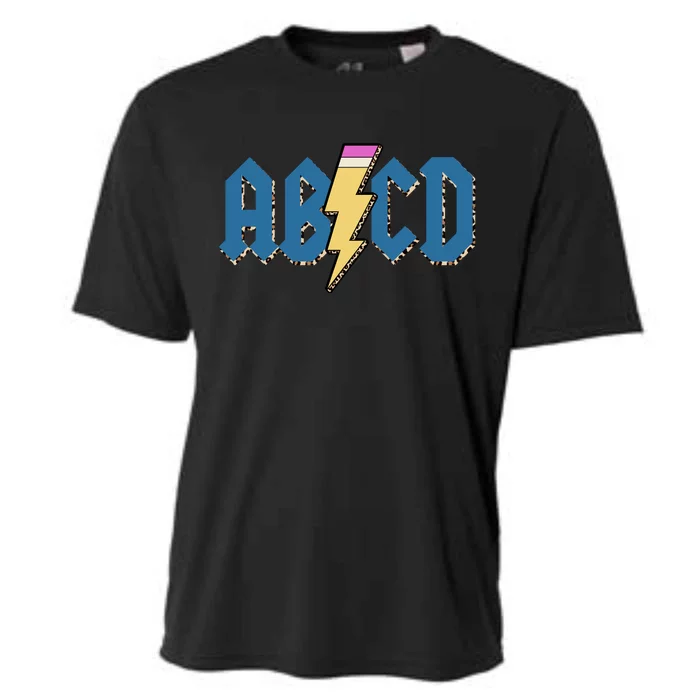 ABCD Pencil Lightning Rockn Roll Teacher Back To School Cooling Performance Crew T-Shirt