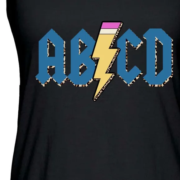 ABCD Pencil Lightning Rockn Roll Teacher Back To School Ladies Essential Flowy Tank