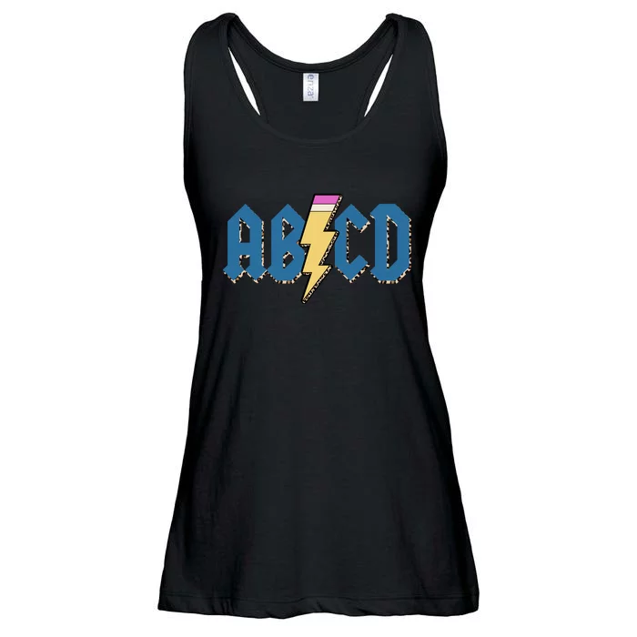 ABCD Pencil Lightning Rockn Roll Teacher Back To School Ladies Essential Flowy Tank