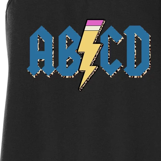 ABCD Pencil Lightning Rockn Roll Teacher Back To School Women's Racerback Tank