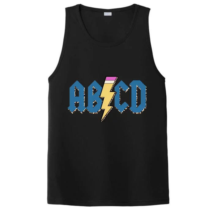 ABCD Pencil Lightning Rockn Roll Teacher Back To School Performance Tank