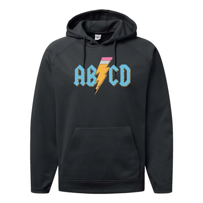 ABCD Pencil Lightning Rock'n Roll Teacher Back To School Performance Fleece Hoodie