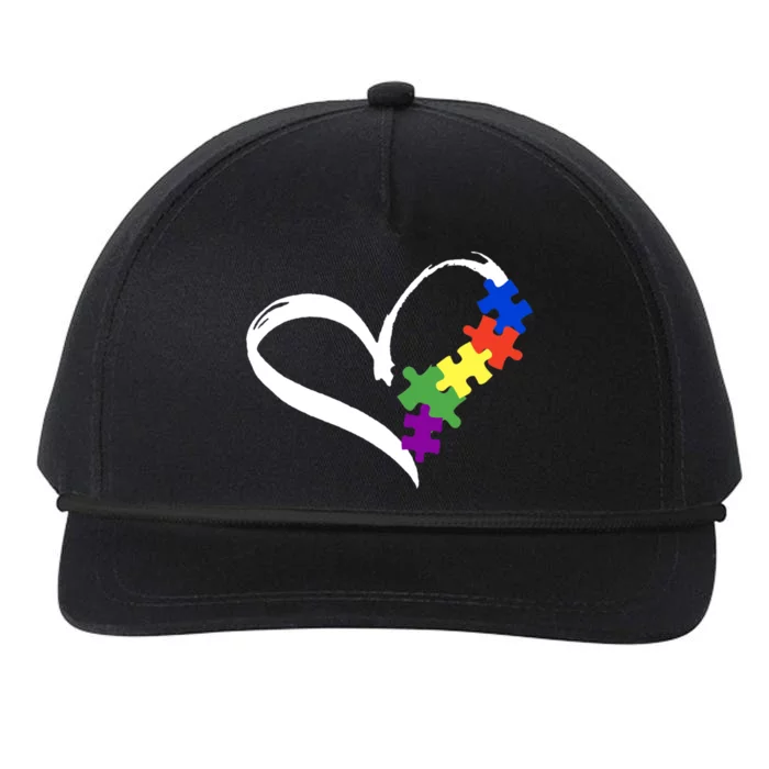 Autism Puzzle Love Autism Awareness Graphic Gift Snapback Five-Panel Rope Hat