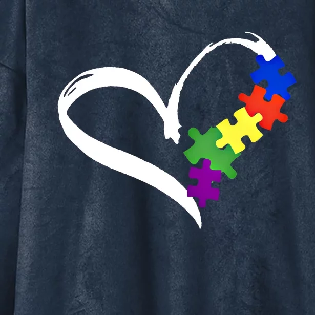 Autism Puzzle Love Autism Awareness Graphic Funny Gift Hooded Wearable Blanket