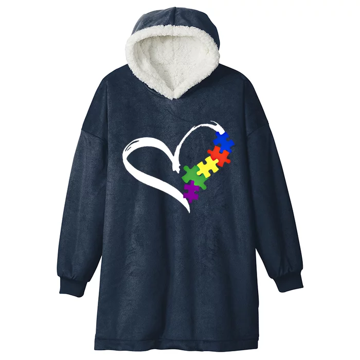 Autism Puzzle Love Autism Awareness Graphic Funny Gift Hooded Wearable Blanket