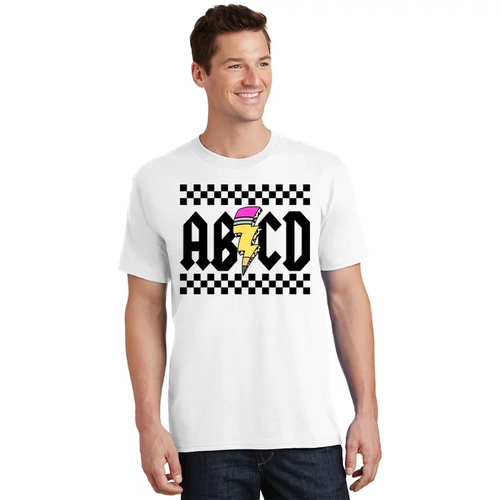 ABCD Pencil Lightning Bolt Back To School Teachers Kids Rock T-Shirt