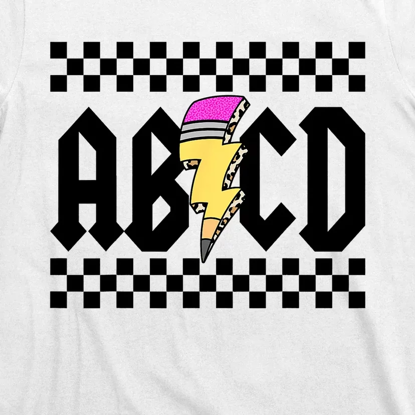 ABCD Pencil Lightning Bolt Back To School Teachers Kids Rock T-Shirt