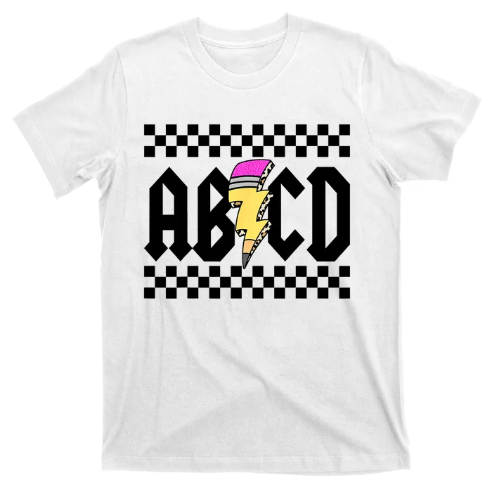 ABCD Pencil Lightning Bolt Back To School Teachers Kids Rock T-Shirt