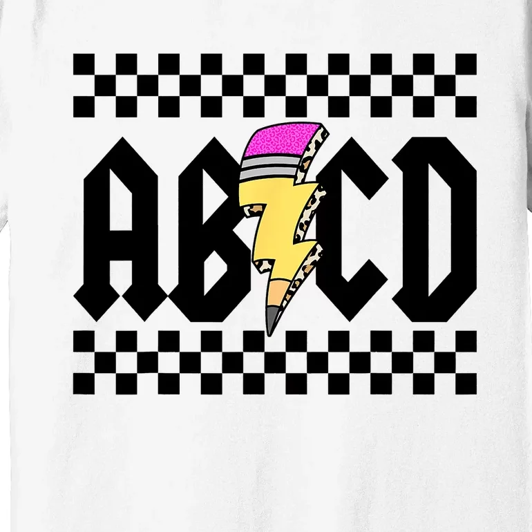 ABCD Pencil Lightning Bolt Back To School Teachers Kids Rock Premium T-Shirt