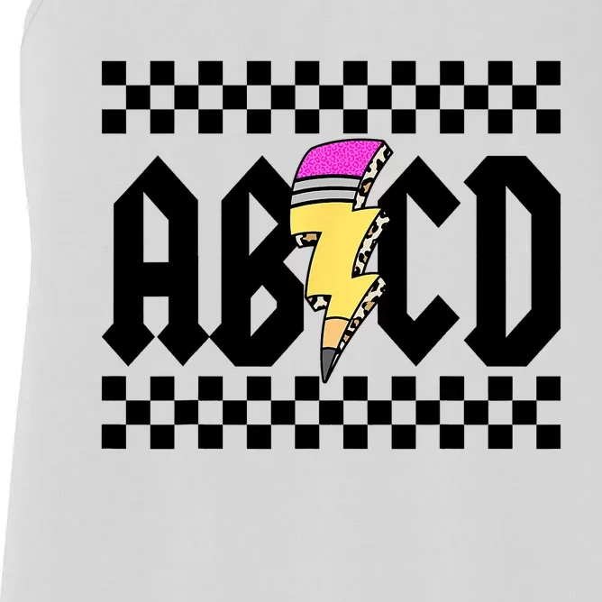 ABCD Pencil Lightning Bolt Back To School Teachers Kids Rock Women's Racerback Tank