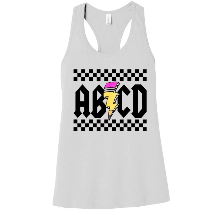 ABCD Pencil Lightning Bolt Back To School Teachers Kids Rock Women's Racerback Tank