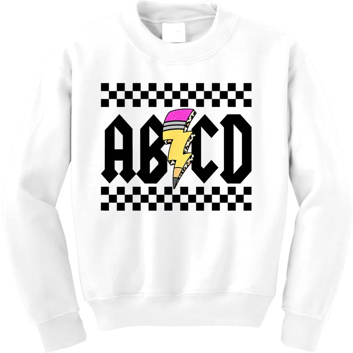 ABCD Pencil Lightning Bolt Back To School Teachers Kids Rock Kids Sweatshirt