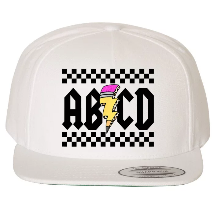 ABCD Pencil Lightning Bolt Back To School Teachers Kids Rock Wool Snapback Cap