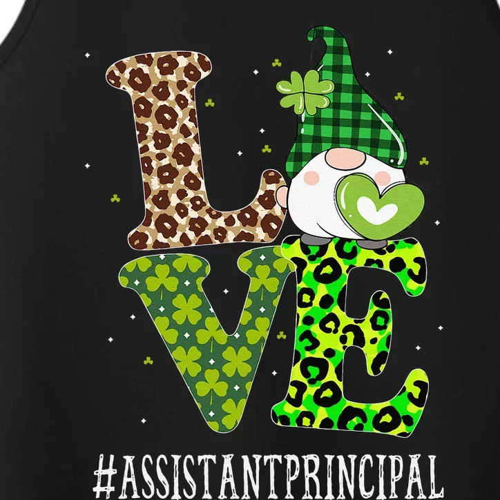 Assistant Principal Love St Patricks Day Gnome Leopard Performance Tank