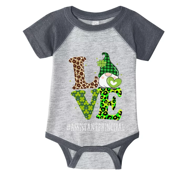 Assistant Principal Love St Patricks Day Gnome Leopard Infant Baby Jersey Bodysuit