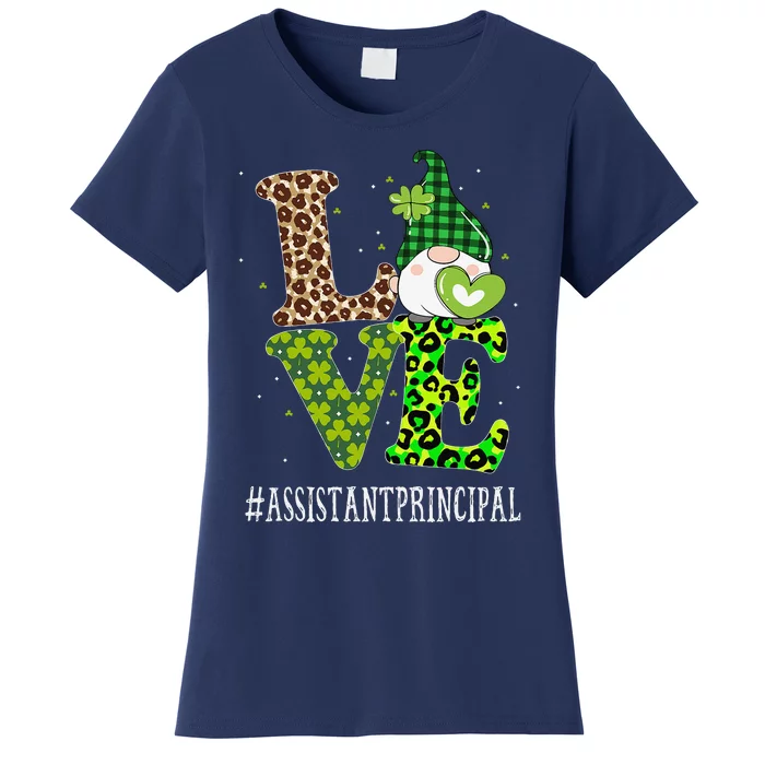 Assistant Principal Love St Patricks Day Gnome Leopard Women's T-Shirt