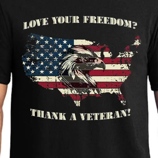 American Patriotic Love your Freedom Thank a Veteran Pajama Set