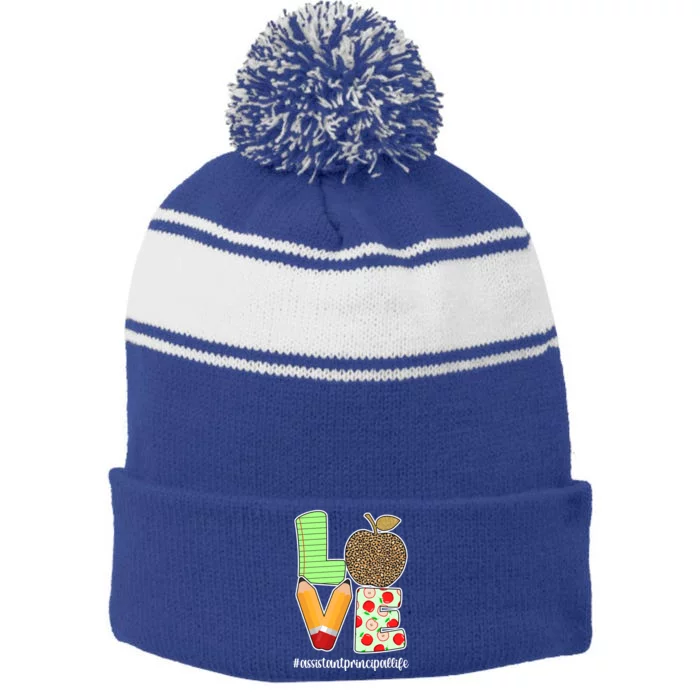 Assistant Principal Life School Assistant Principal Gift Stripe Pom Pom Beanie