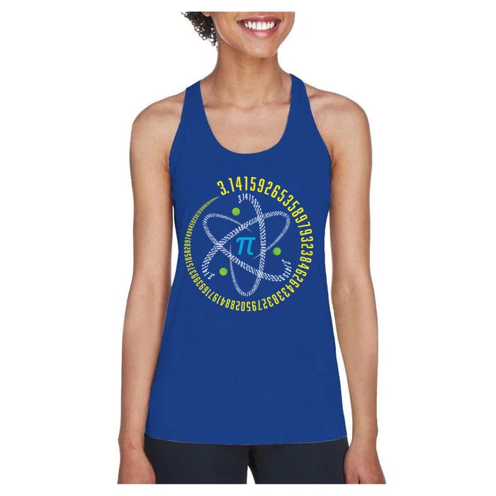 Atom Pi Math Science Stem Gift 3 14 Pi Day Funny Gift Women's Racerback Tank