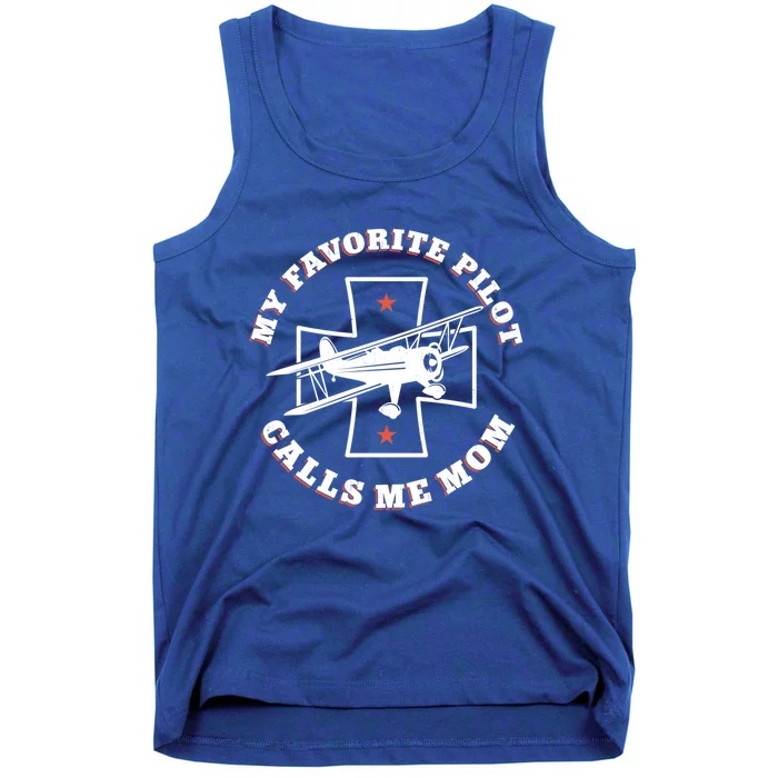 Airplane Pilot Mom Mother Vintage Biplane My Favorite Pilot Gift Tank Top