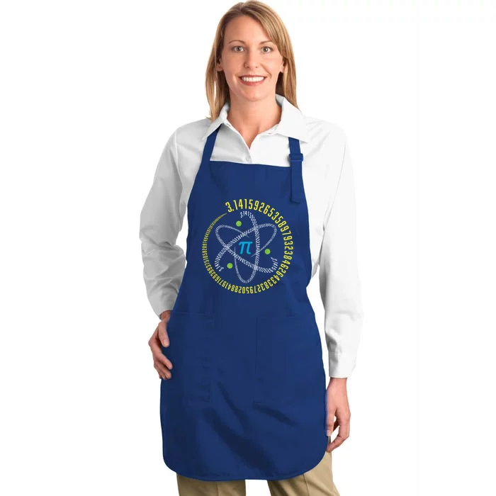 Atom Pi Math Science Stem Gift 3 14 Pi Day Gift Full-Length Apron With Pocket