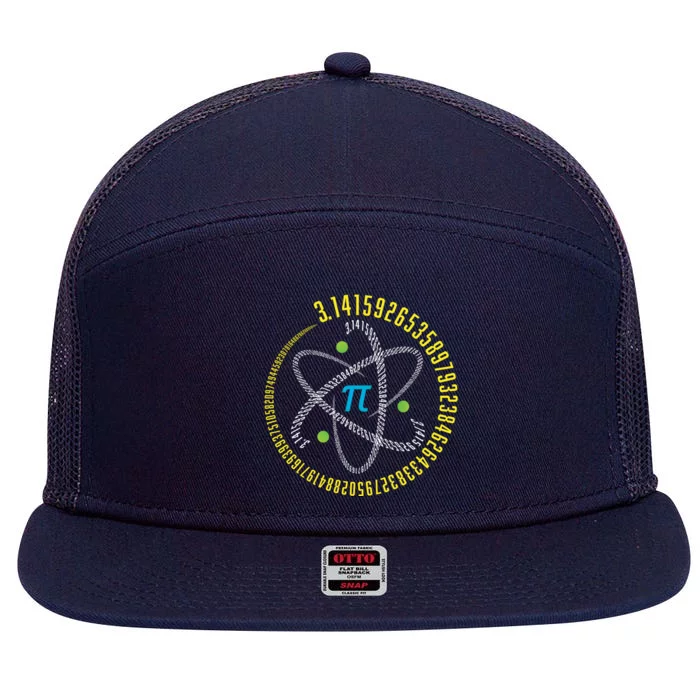 Atom Pi Math Science Stem Gift 3 14 Pi Day Gift 7 Panel Mesh Trucker Snapback Hat