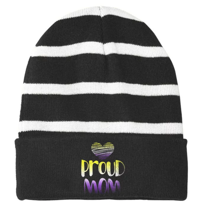 Agender Proud Mom Mothers Day Gift LGBT Pride Non Binary Striped Beanie with Solid Band