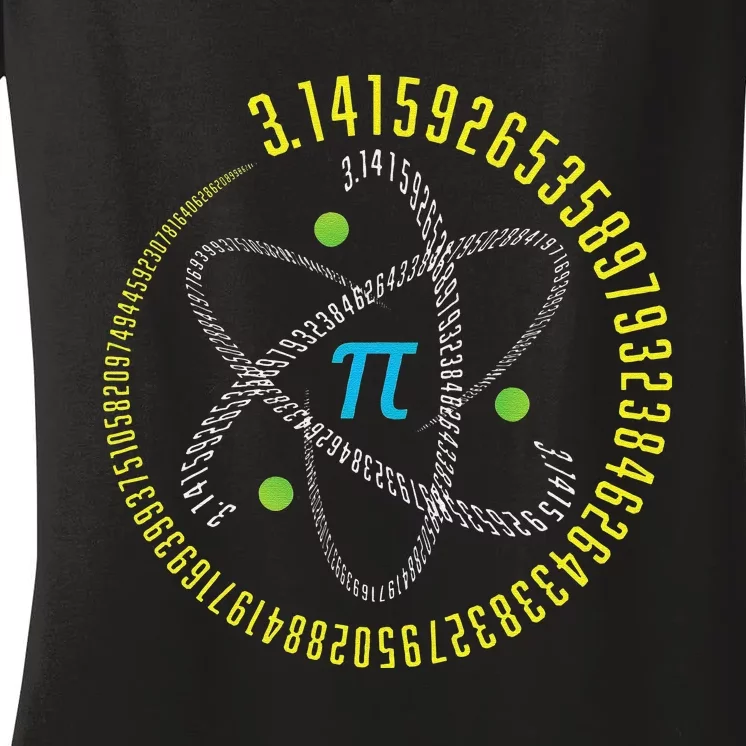 Atom Pi Math Science STEM Gift 3.14 Pi Day Women's V-Neck T-Shirt