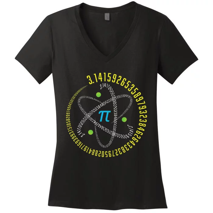 Atom Pi Math Science STEM Gift 3.14 Pi Day Women's V-Neck T-Shirt