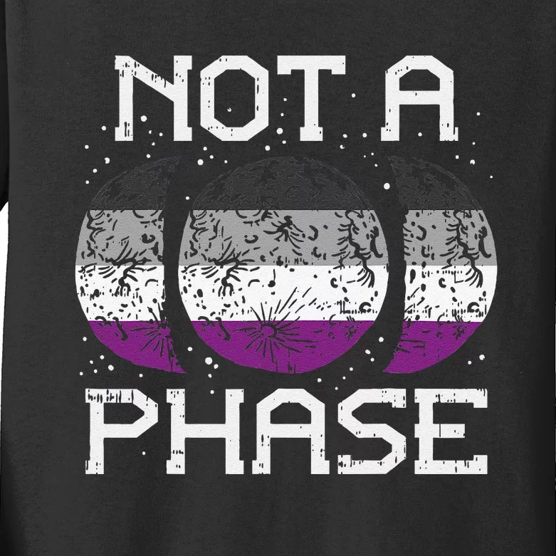 Asexual Pride Moon Not A Phase Funny Ace Flag LGBTQ Gift Kids Long Sleeve Shirt