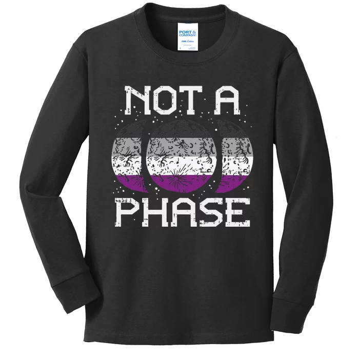 Asexual Pride Moon Not A Phase Funny Ace Flag LGBTQ Gift Kids Long Sleeve Shirt