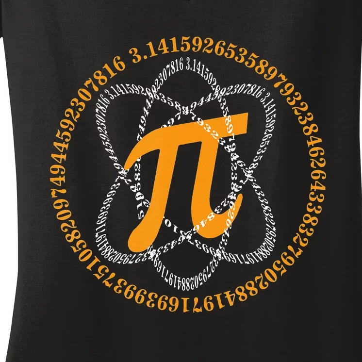 Atom PI Math Geek Science Lover Pi Day Women's V-Neck T-Shirt