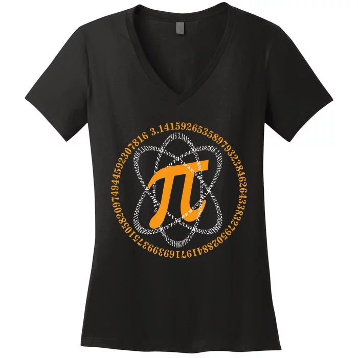 Atom PI Math Geek Science Lover Pi Day Women's V-Neck T-Shirt