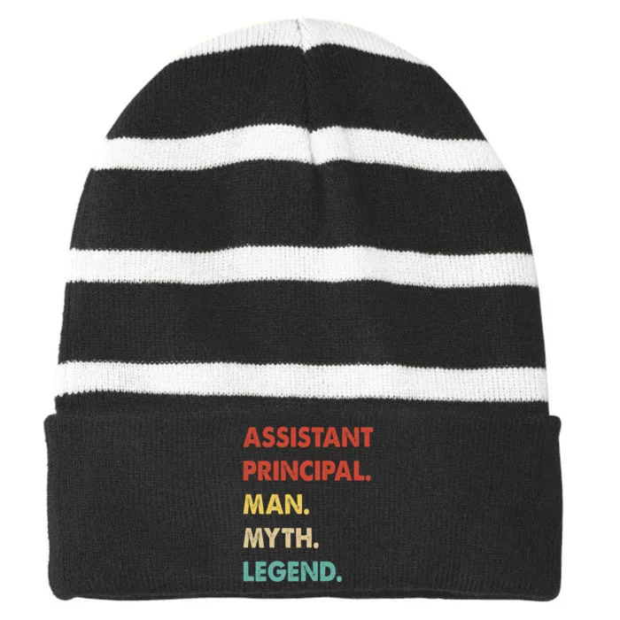 Assistant Principal Man Myth Legend Striped Beanie with Solid Band