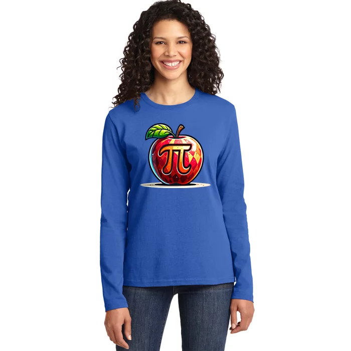 Apple Pi Math Lover Teacher Nerd Geek Funny Pi Day Gift Ladies Long Sleeve Shirt