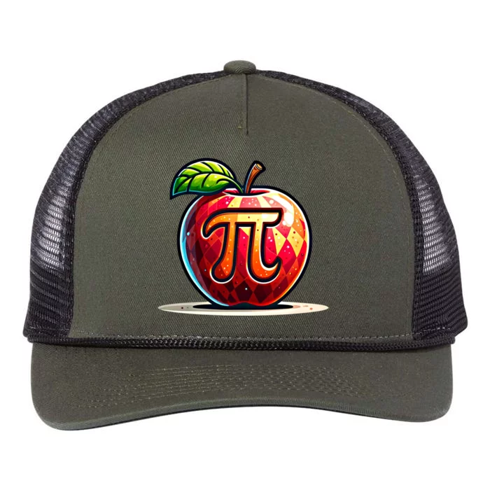 Apple Pi Math Lover Teacher Nerd Geek Funny Pi Day Gift Retro Rope Trucker Hat Cap