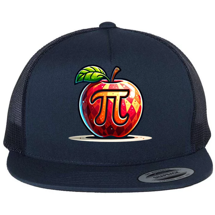 Apple Pi Math Lover Teacher Nerd Geek Funny Pi Day Gift Flat Bill Trucker Hat