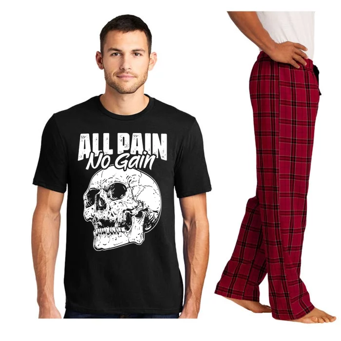 All Pain No Gains Skull Fitness Gym Slogans For Bodybuilders Great Gift Pajama Set