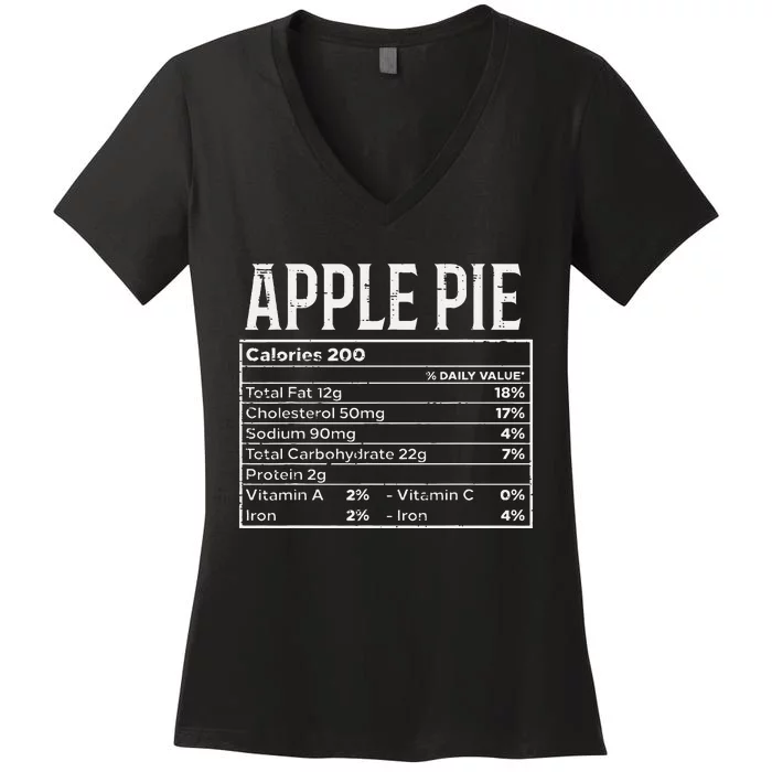 Apple Pie Nutrition Facts Food Matching Family Thanksgiving Women's V-Neck T-Shirt