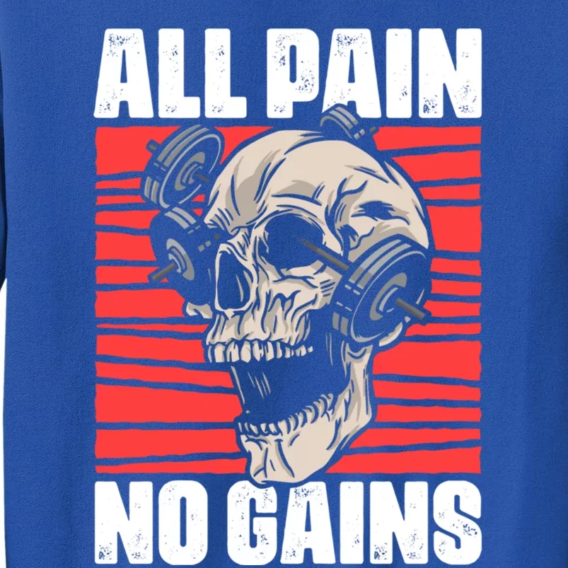 All Pain No Gains Fitness Gym Slogans For Bodybuilders Gift Tall Sweatshirt