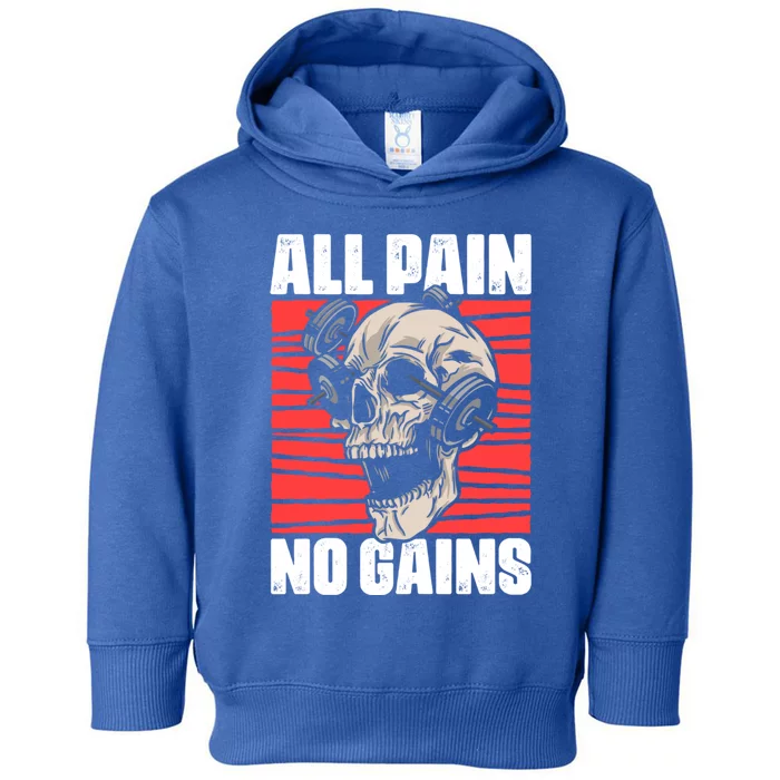 All Pain No Gains Fitness Gym Slogans For Bodybuilders Gift Toddler Hoodie