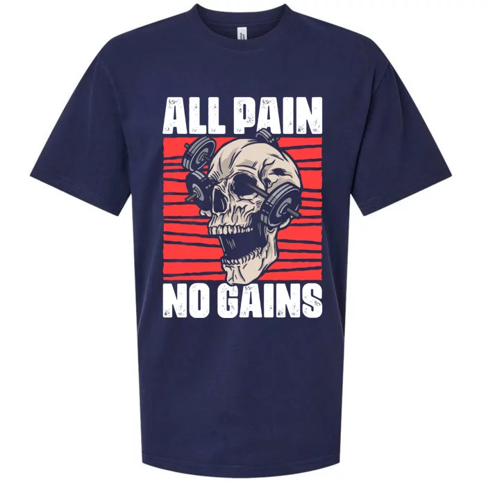 All Pain No Gains Fitness Gym Slogans For Bodybuilders Gift Sueded Cloud Jersey T-Shirt