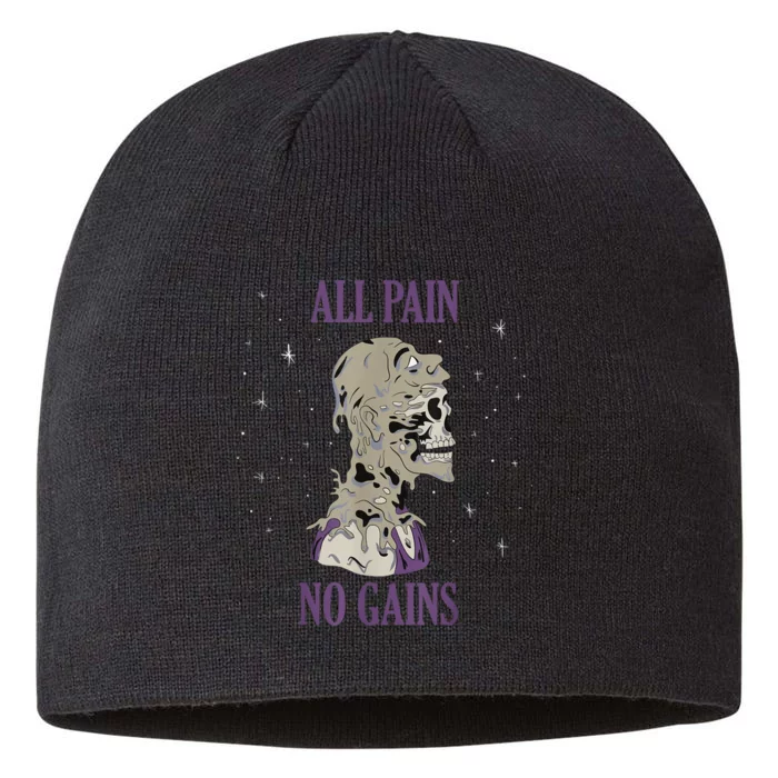 All Pain No Gains Weightlifting Gym Training Powerlifting 8 1/2in Sustainable Knit Beanie