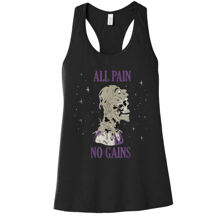 All Pain No Gains Weightlifting Gym Training Powerlifting Women's Racerback Tank