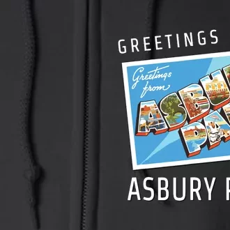 Asbury Park New Jersey Nj Travel Souvenir Gift Postcard Full Zip Hoodie