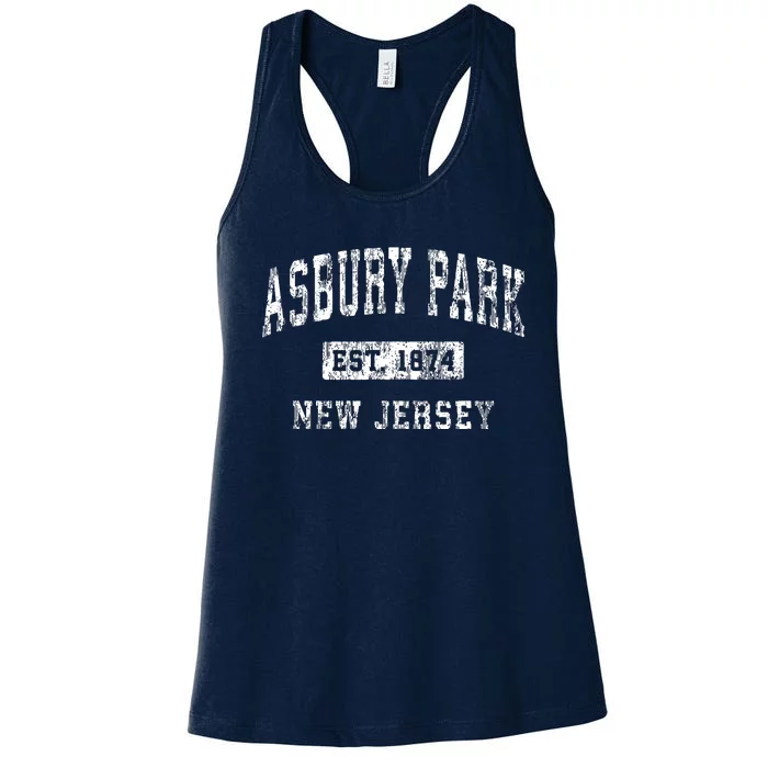 Asbury Park New Jersey Nj Vintage Established Sports Design Women's Racerback Tank