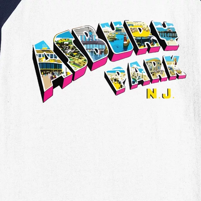 Asbury Park Nj Retro New Jersey Souvenir Baseball Sleeve Shirt