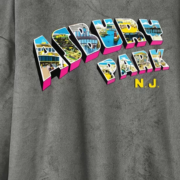 Asbury Park Nj Retro New Jersey Souvenir Hooded Wearable Blanket